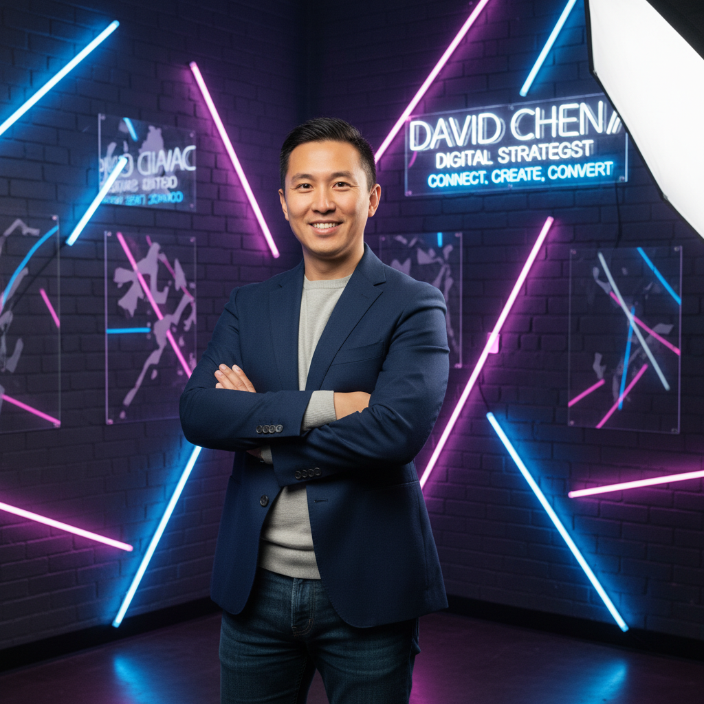Portrait of David Chen, social media consultant